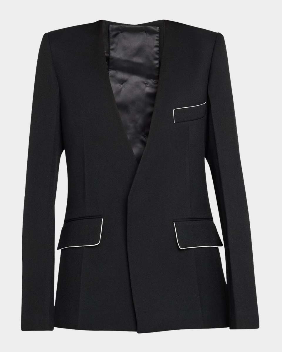 Backless Single-Breasted Shrunken Collarless Jacket